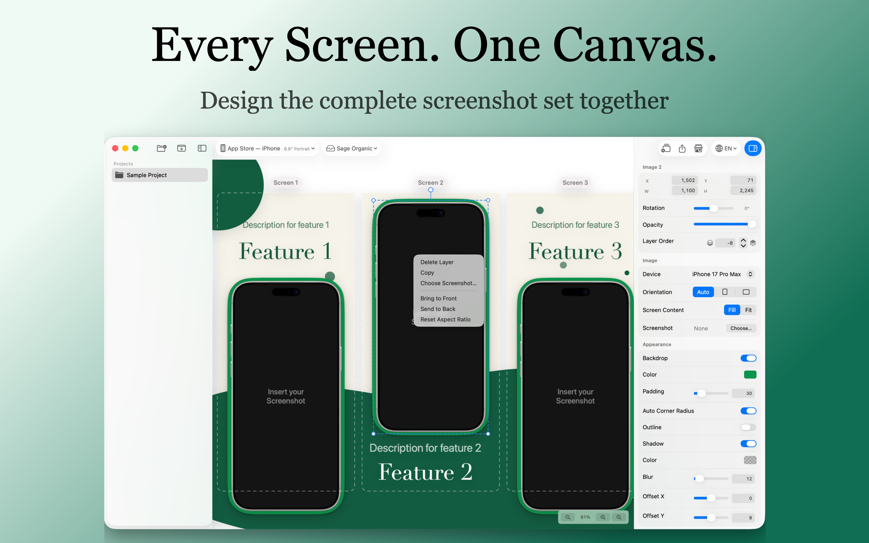 Official XShots App Store screenshot showing a complete screenshot set edited together on one canvas